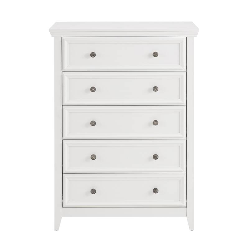 GDFStudio - Farmhouse Modern 5-Drawer Dresser Cabinet with Smooth Metal Slides and Stable Base