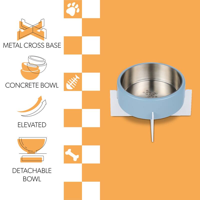 Intersecta Concrete & Steel Pet Feeder - 16oz with Metal Stand