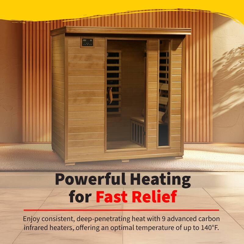 HeatWave Monticello 4-Person Hemlock Infrared Sauna with 9 Carbon Heaters