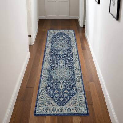 HomeRootsFloral Medallion Transitional Runner Area Rug - 87' X '27' X '0.5