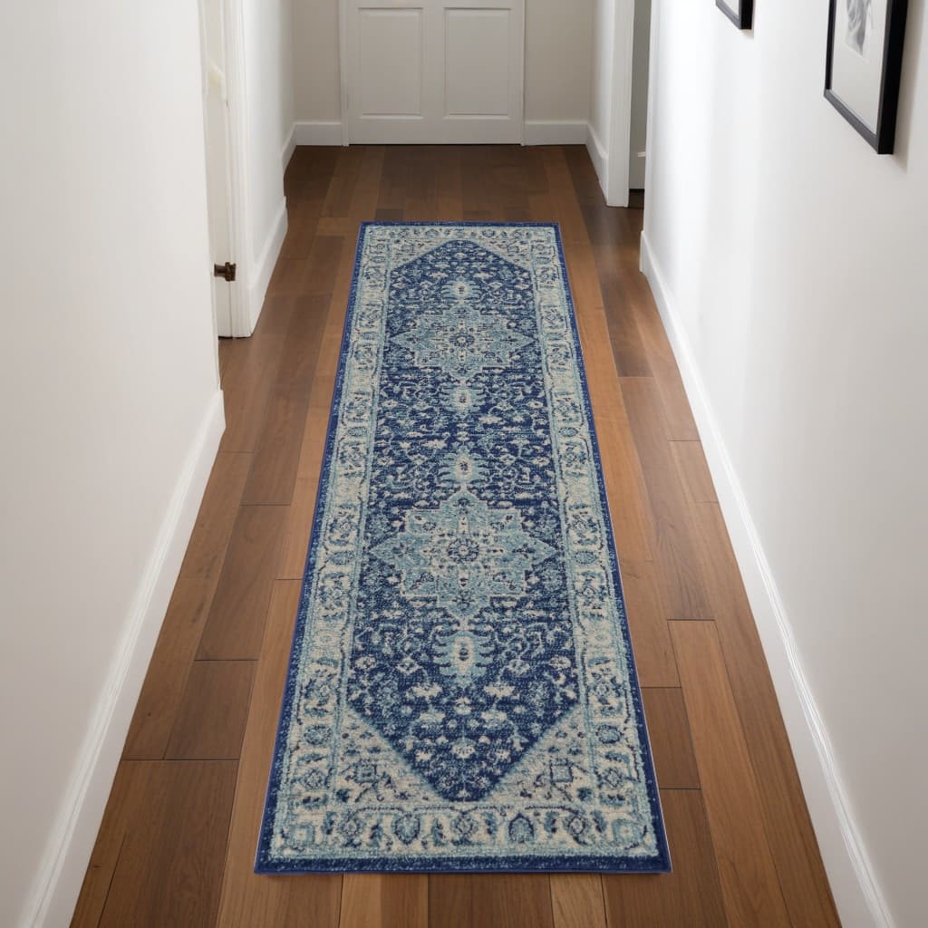 HomeRootsFloral Medallion Transitional Runner Area Rug - 87' X '27' X '0.5