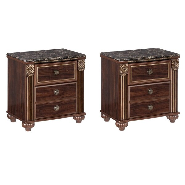 Gabriela Two Drawer Night Stand Dark Reddish Brown 2 Pack Gabriela Two Drawer Night Stand Dark Reddish Brown