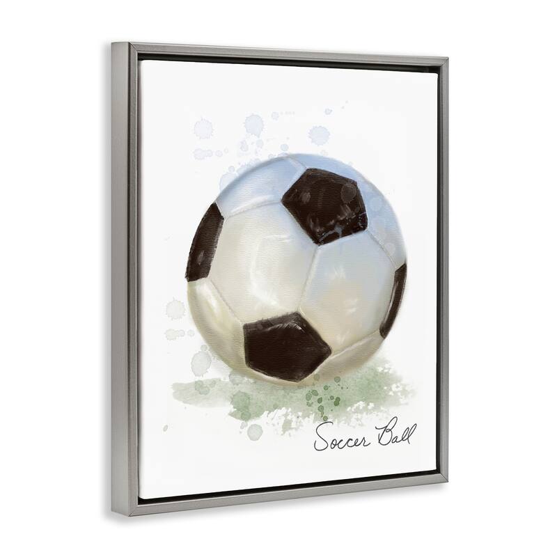 Stupell Soft Pastel Soccer Ball Framed Floater Canvas Wall Art Design By Matthew Piotrowicz