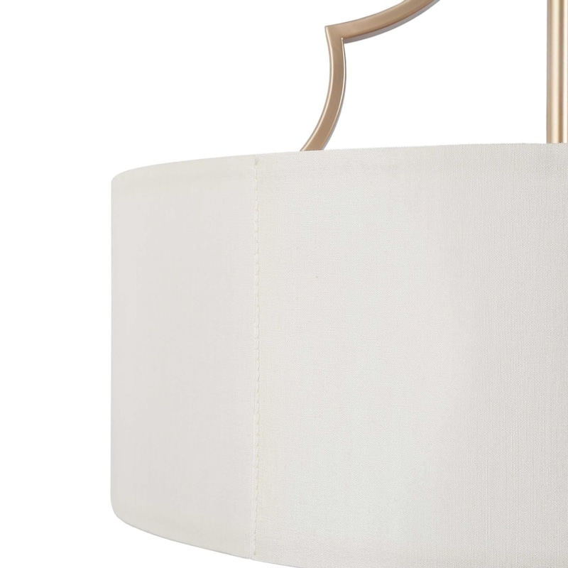 Mid-Century Modern 3-Light Drum Chandelier Fabric Lights for Dining Room - Deep Gold - 17" D x 20" H