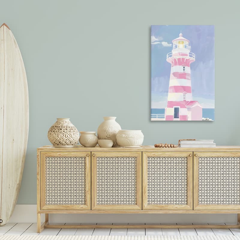 Stupell Muted Coastal Lighthouse Canvas Wall Art Design By Arlington Prints