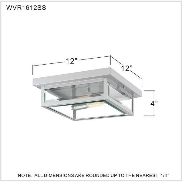 dimension image slide 1 of 2, Quoizel Westover Clear Glass 2-light Outdoor Flushmount