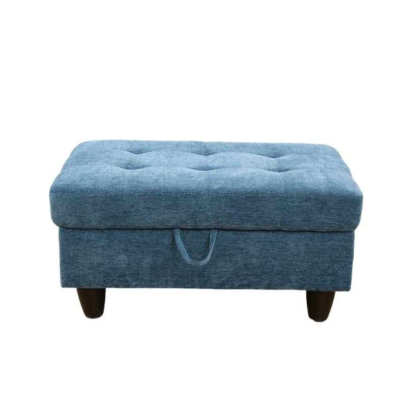 KISRAIS 34" Wide Upholstered Storage Ottoman