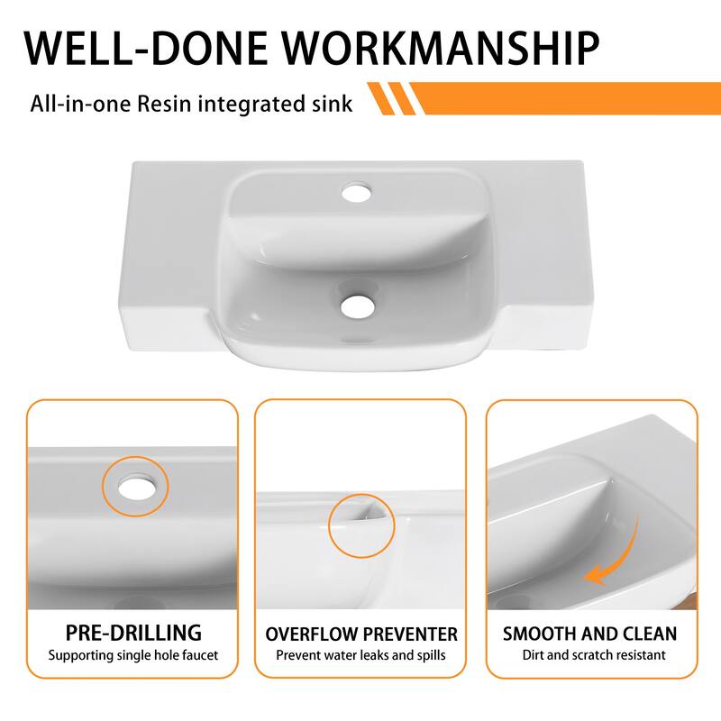 Bathroom Vanity With Sink In 24/28 Inch, Floating Bathroom Vanity With Soft Close Door