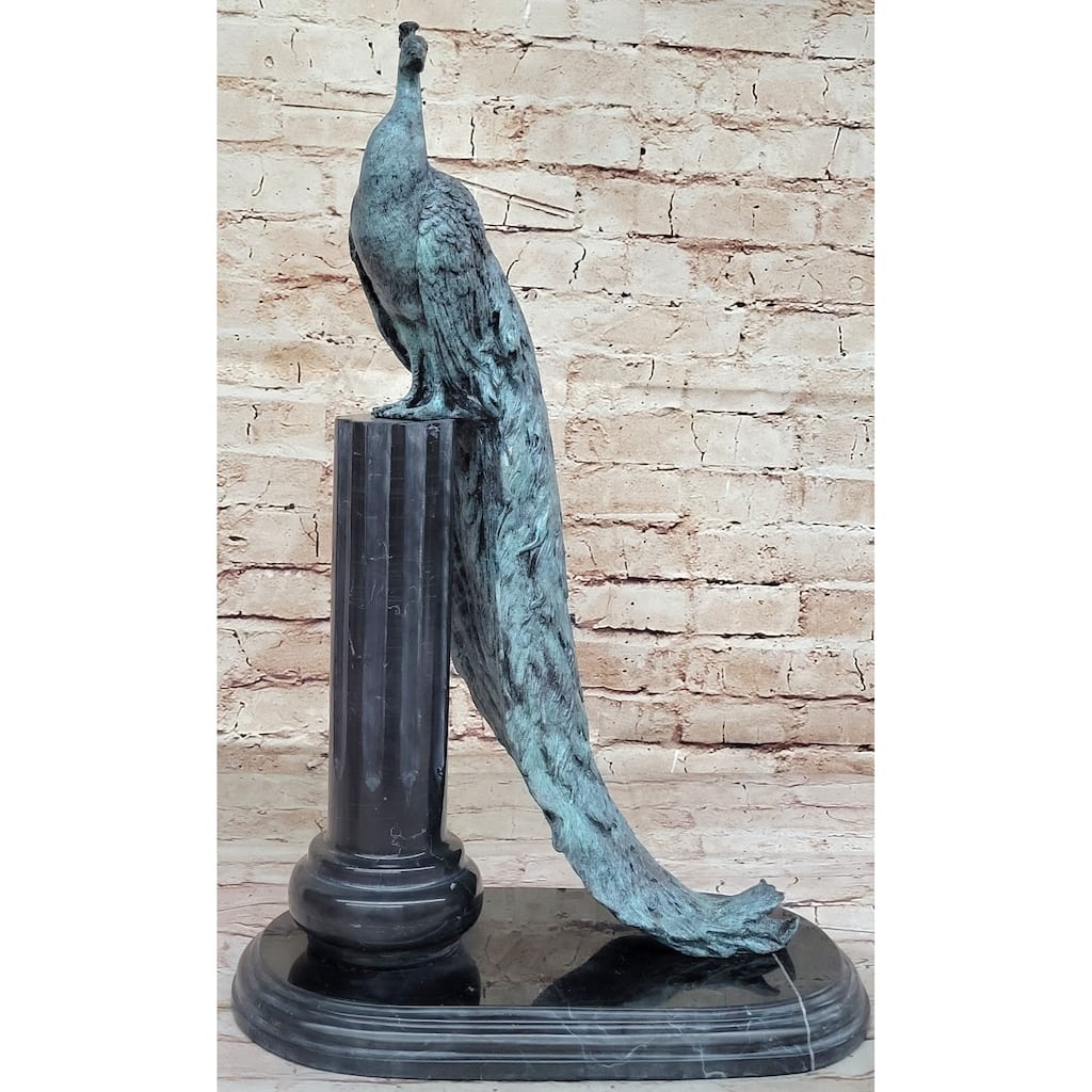 Bronze Pea Sculpture On Marble Pedestal - Elegant Decorative Art Signed Original Milo