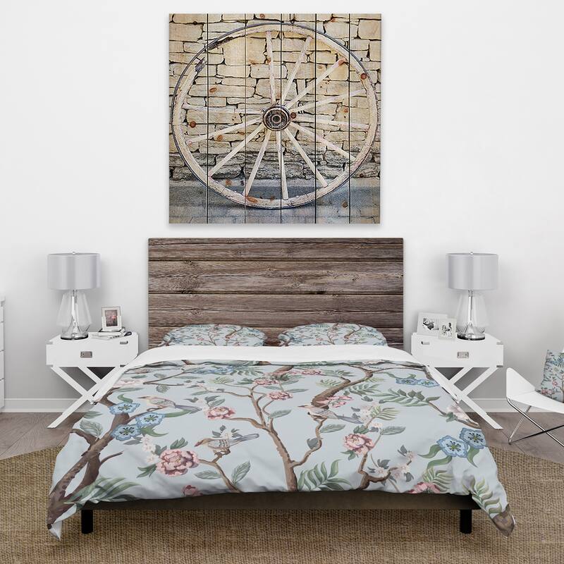 Designart 'Chinoiserie With Birds and Peonies X' Traditional Duvet Cover Set