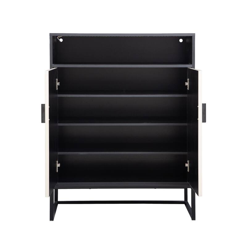 Modern 5-Tier Shoe Organizer Rack Cabinet with Sensor Night Light and Open Shelves for Hallway, Entryway or Mudroom Storage