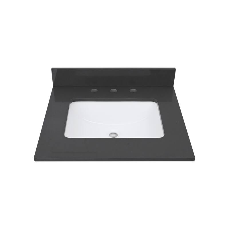 Avanity Quartz Vanity Top with Rectangular Undermount Sinks - 25" Single Sink - Ural Gray