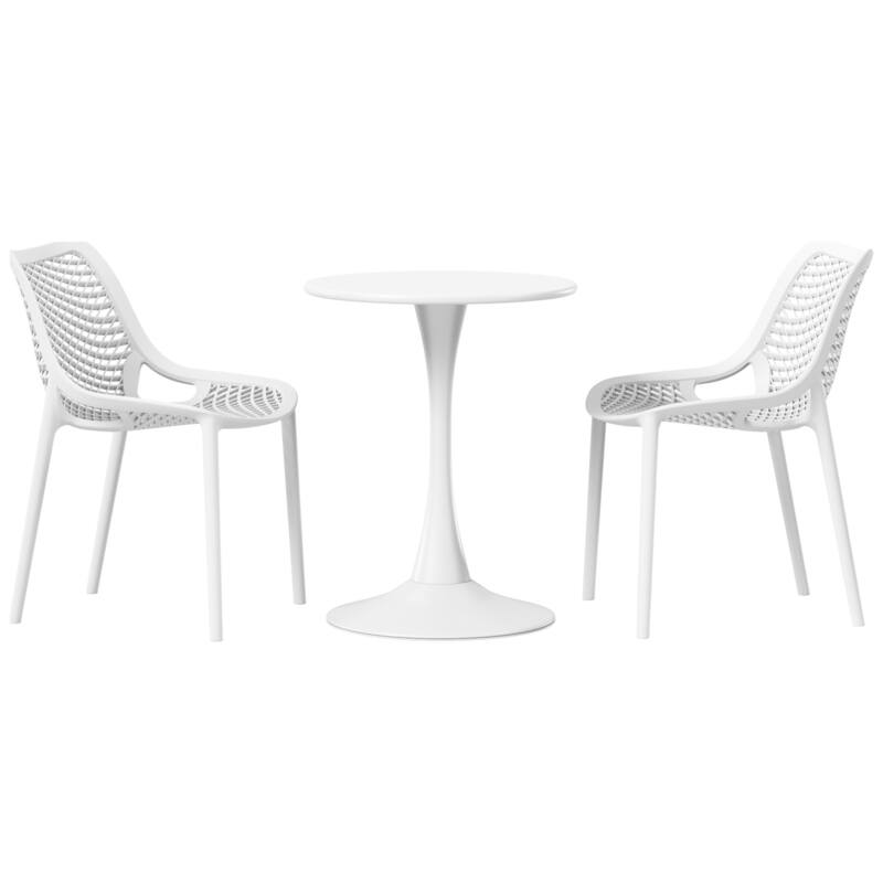 Frond and Form 2-Person Outdoor Round Dining Set - White