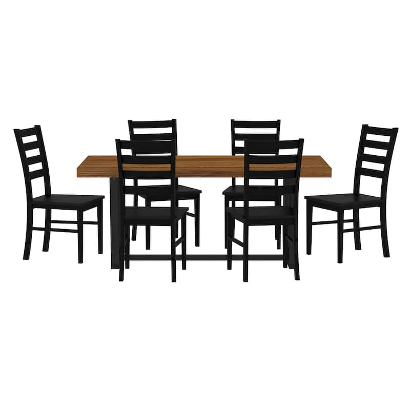 Middlebrook Solid Wood 7-Piece Dining Set with Ladder Back Chairs