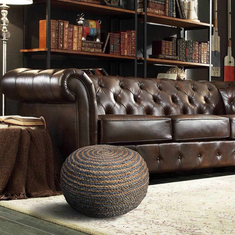 Sevita Boho Braided Jute Pouf Ottoman ( 14" x 20" )