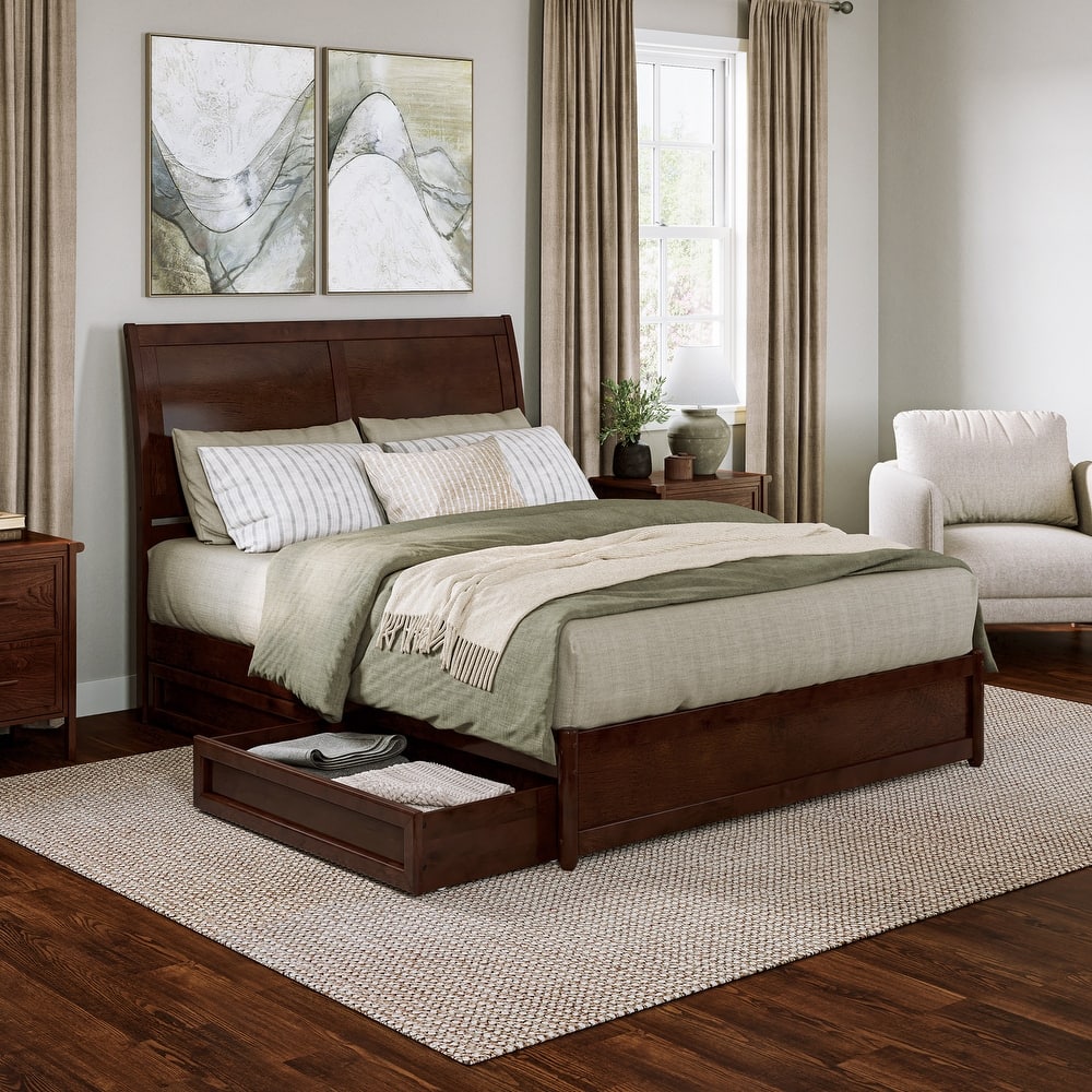 Andorra Platform Bed with Panel Footboard and Storage Drawers