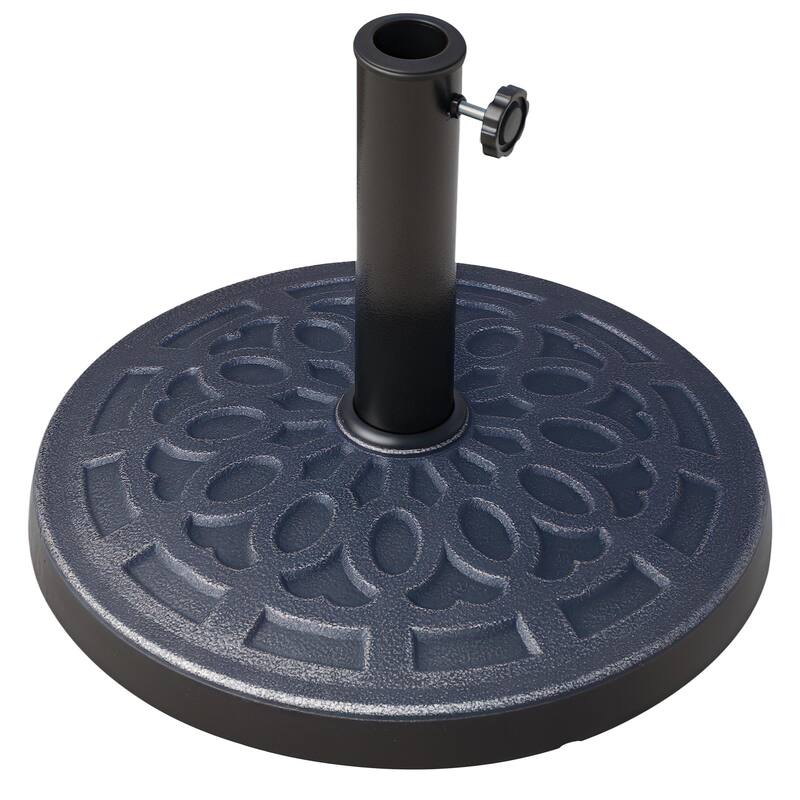 Outsunny 17" 26 lbs Round Resin Umbrella Base Stand with Beautiful Decorative Pattern & Easy Setup, for Φ1.5, Φ1.89 Pole