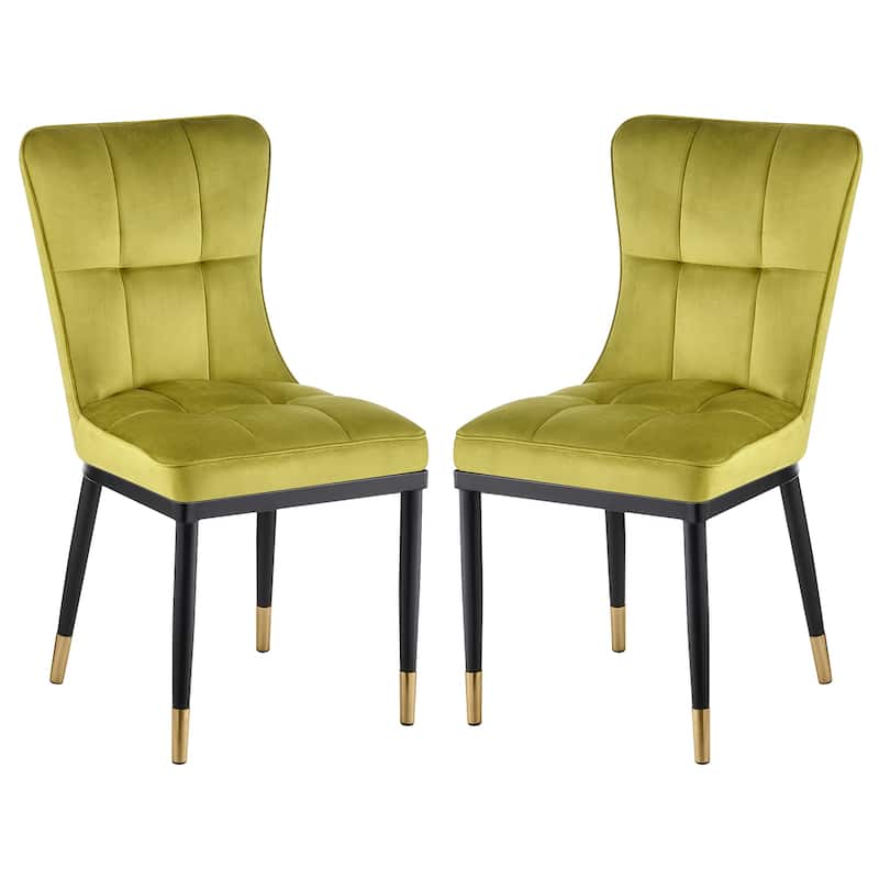 Velvet Upholstered Dining Chairs with Metal Legs, Set of 2/4 - 35.8"H x 18.9"W x 23.2"D