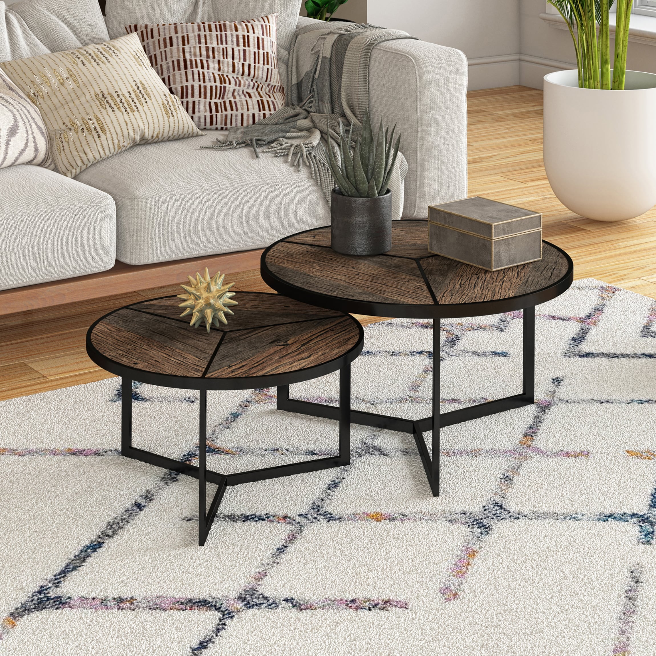 Reclaimed Wood Nesting Coffee Table / Handy Living Yuri 26 In W Natural