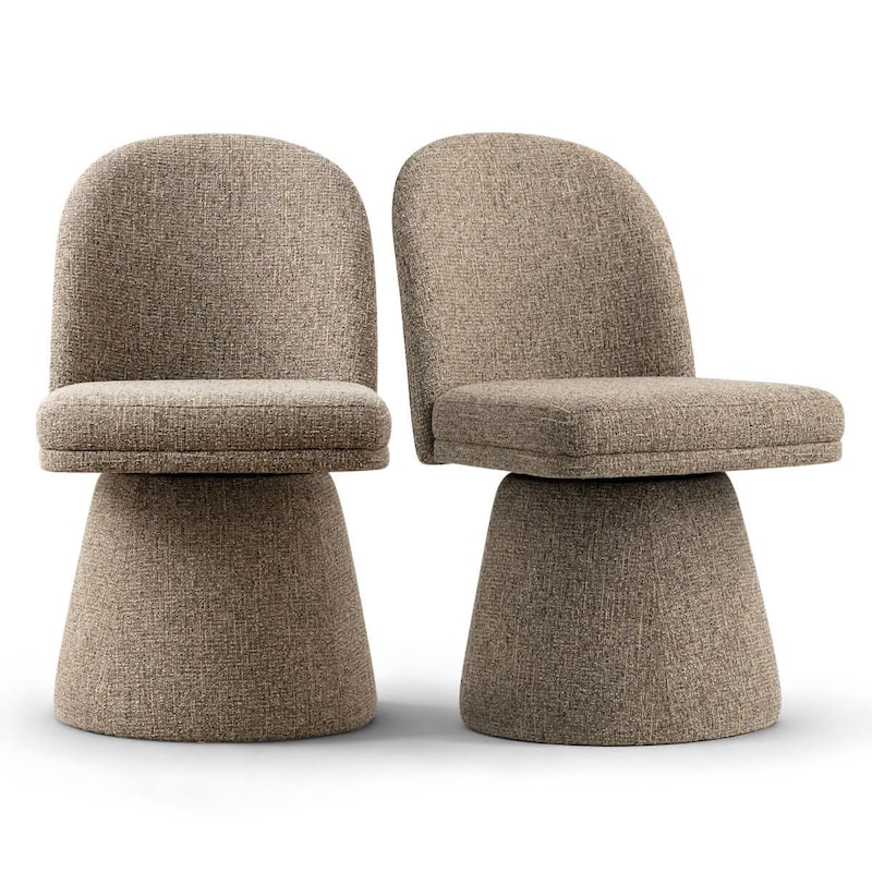 Swivel Fabric Upholstered Dining Chair(Set of 2)