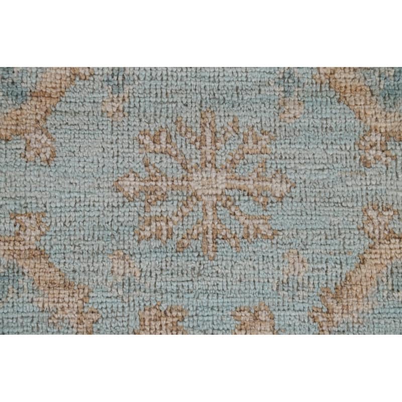 Geometric Oushak Turkish Oriental Wool Rug Hand-knotted Bedroom Carpet - 3'0" x 3'10"