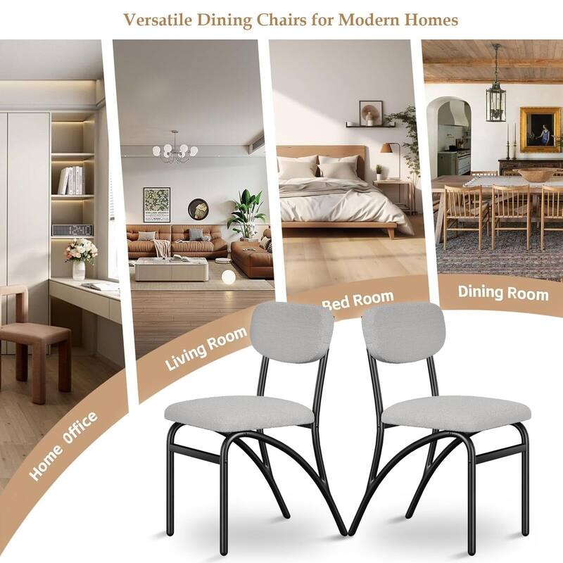 Modern Upholstered Kitchen Dining Room Chairs Set of 2,with Arched Metal Legs