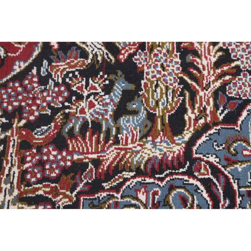 Animals Design Red Kashan Turkish Area Rug Machine Made Carpet - 9'9" x 13'0"