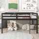 preview thumbnail 1 of 14, Full Size Pine Wood Kids Loft Bed Frame with Guard Rails & Ladder Espresso - Full