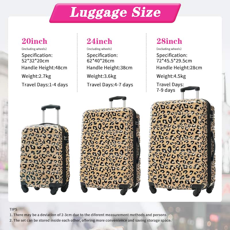 Modern Style 3 Piece Durable Suitcase Set, PC+ABS Hardside Lightweight Luggage with TSA Lock and Spinner Wheels, 20"24"28"