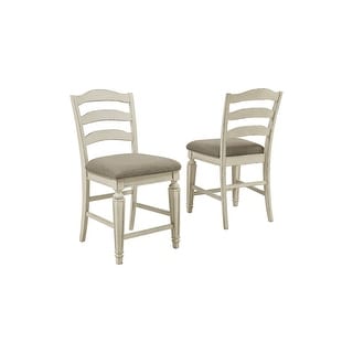 Realyn Upholstered Barstool Set of 2, Chipped White - Counter Height Barstool