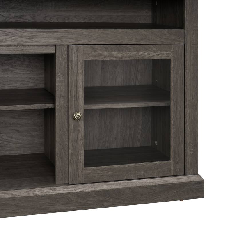 TV Stand for up to 65'' TVs, Farmhouse Entertainment Center with Glass Doors