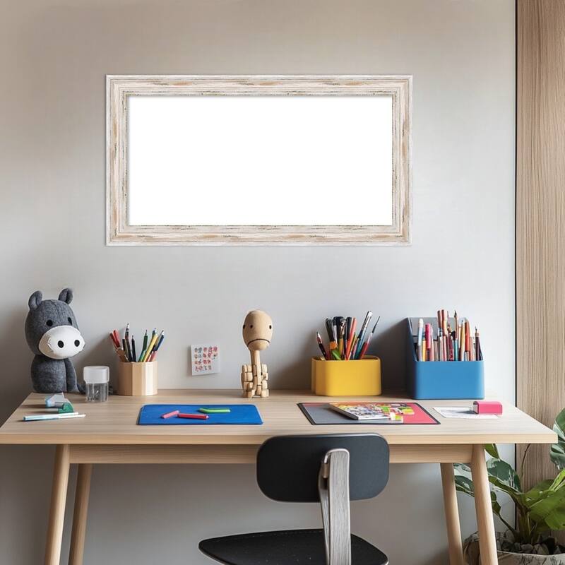 Amanti Art Alexandria White Wash Narrow Framed Dry Erase Magnetic Board