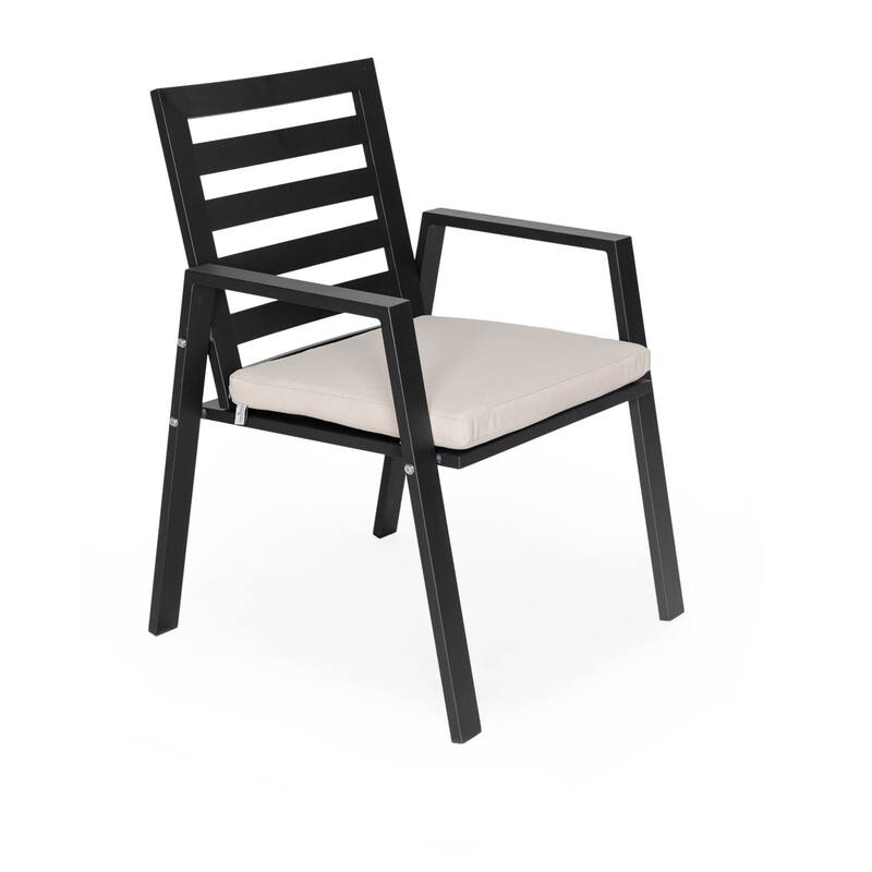 Chelsea 7-Piece Aluminum Outdoor Dining Set 78 in. Rectangular Table and 6 Dining Armchair w/ Cushions - N/A