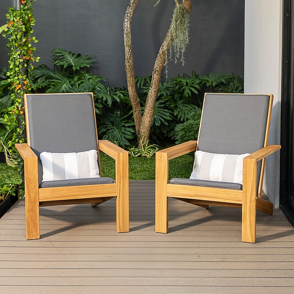 Cambridge Casual Napa Teak Wood Outdoor Adirondack Chairs with Padded Seat (Included Patio Cover)