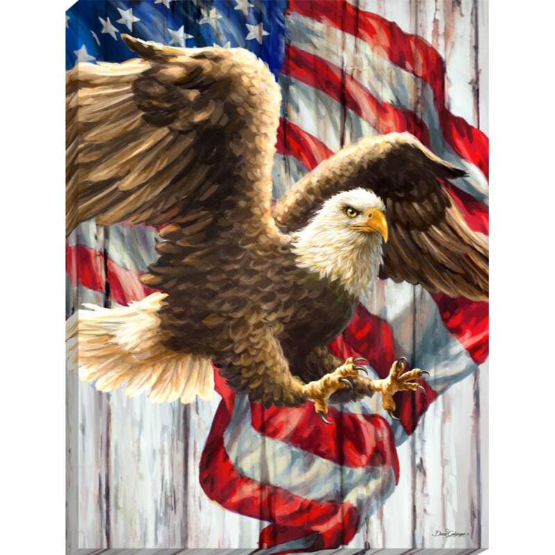 Brown White Liberty Eagle Canvas Rectangular Wall Art Decor 18" x 24"