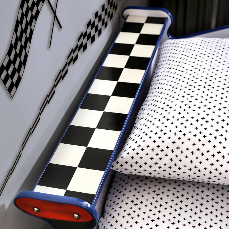 Rixi Modern White Chrome Wheel Car Kids Bed by Furniture of America