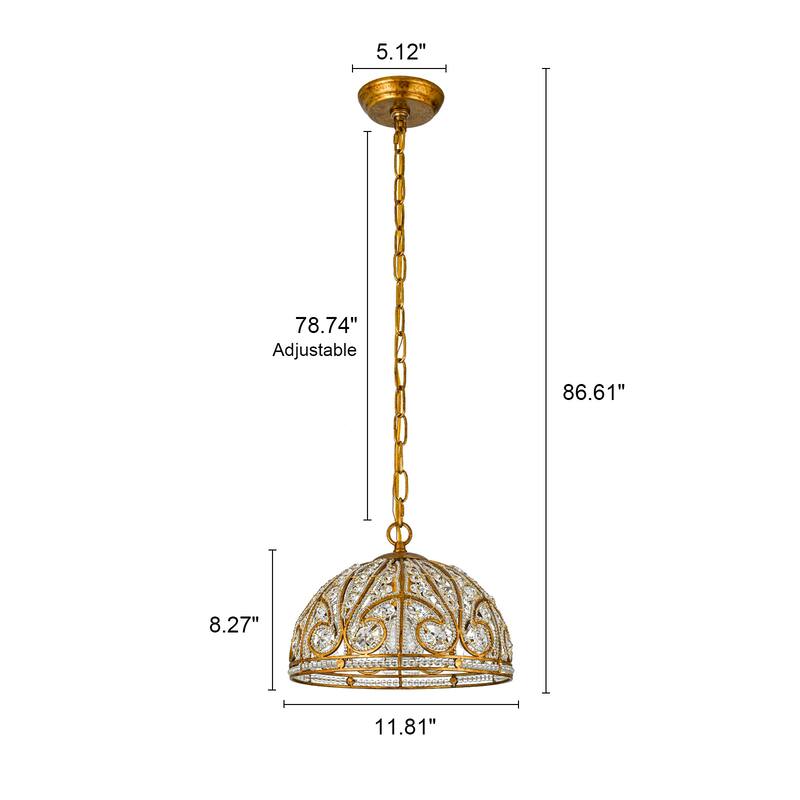 Ennu Retro Antique Sphere Crystal Chandelier Adjustable Dining Room Chandelier - Brass