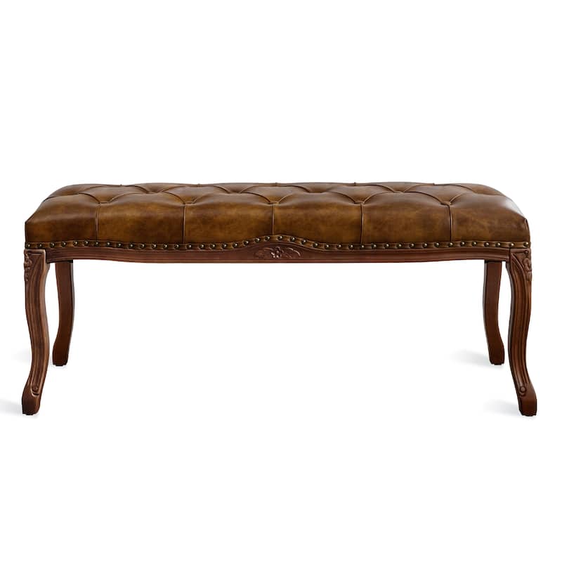 Retro Patterned Legs 45.2In.W Padded Bench - 45.2" W X 14.6" D X 18.3" H