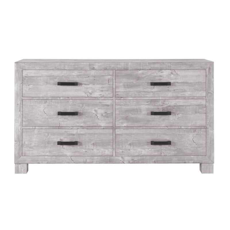 HomeRoots 59" Gray Wood Six Drawer Double Dresser