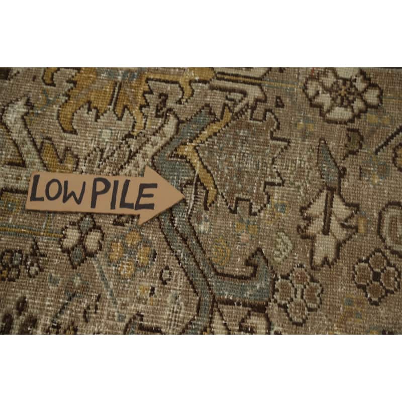 Hand Knotted Oriental 100% Wool Carpet Traditional Geometric Brown Heriz Area Rug - 10' 7'' X 7' 2''