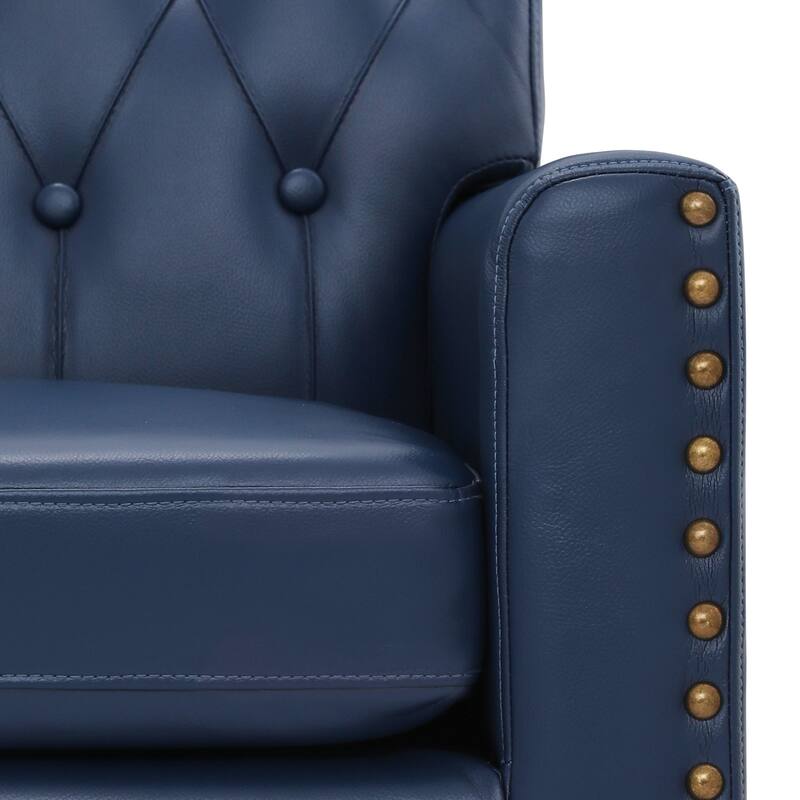 Modern Upholstered Accent Chair with Tufted Backrest and Solid Wood Legs Living Room Armchair