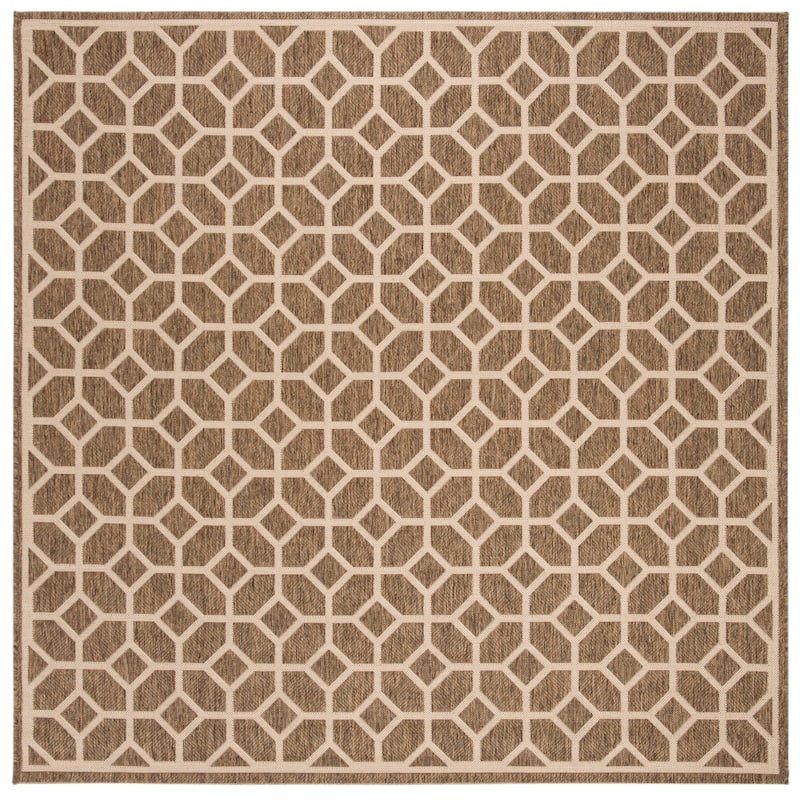 SAFAVIEH Beach House Annemari Indoor/ Outdoor Waterproof Patio Backyard Rug - 6'7" Square - Beige/Cream