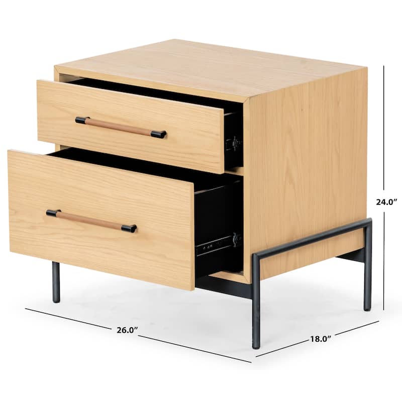 SAFAVIEH Couture Chandri Vegan Leather Wrapped Handle Nightstand