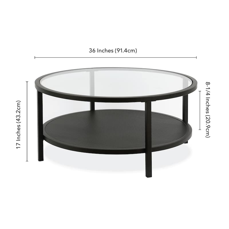 Carbon Loft Mornie Industrial Metal Round Coffee Table in Blackened Bronze