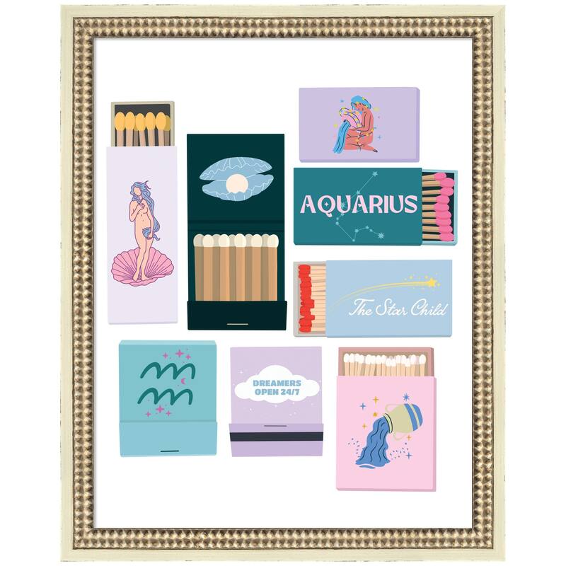 Kate and Laurel Aquarius Matchbooks 14x18 FC by Megan Ryan Framed Wall Art Print - 16x20