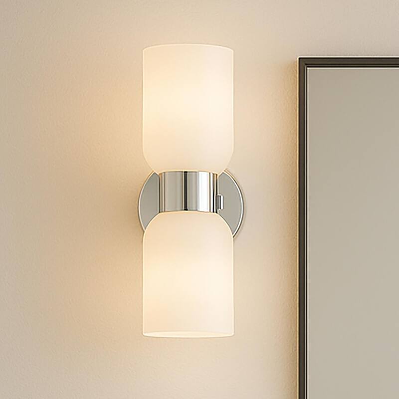 Shuman 2-light Mid-century Modern White Gold Wall Sconce with UL