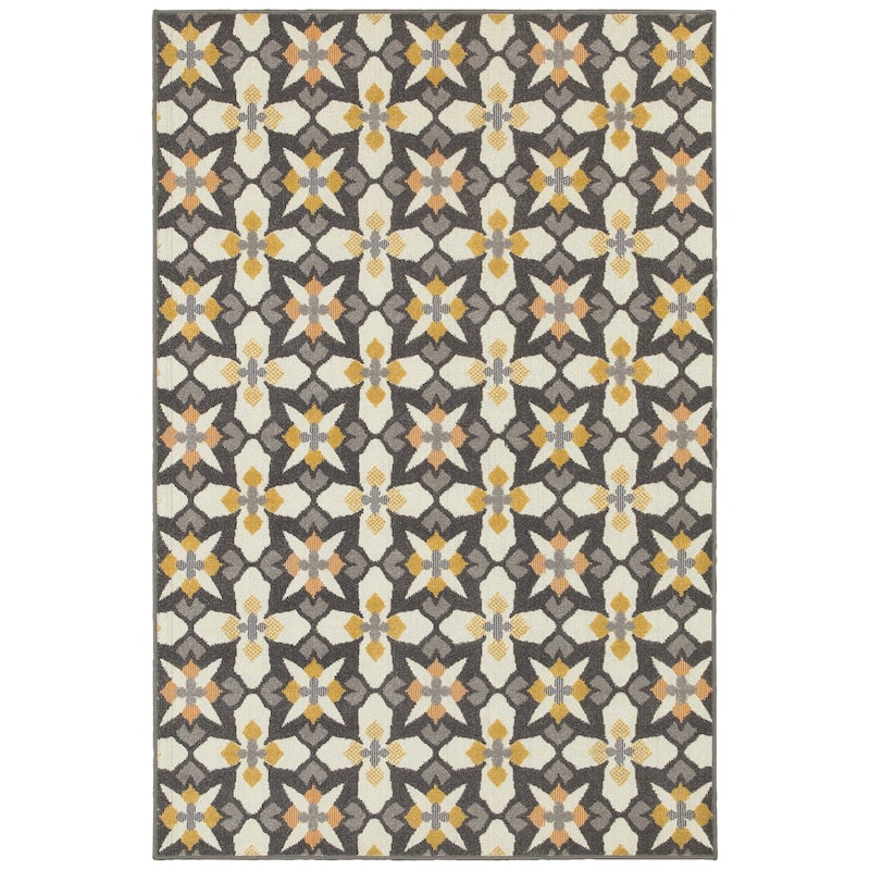 Vista Home Hammock Floral Panel Indoor-Outdoor Area Rug - 9'10" x 12'10" - Grey/Gold