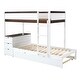 preview thumbnail 9 of 14, Twin Bunk Bed with Trundle, Desk & USB Outlets, Space-Saving Design, White+Walnut
