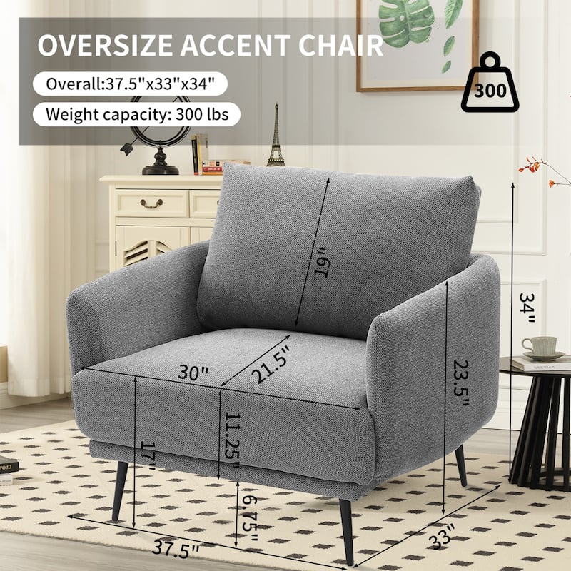 Karaka 37.5"W Oversized Armchair Leisure Sofa Accent Chair