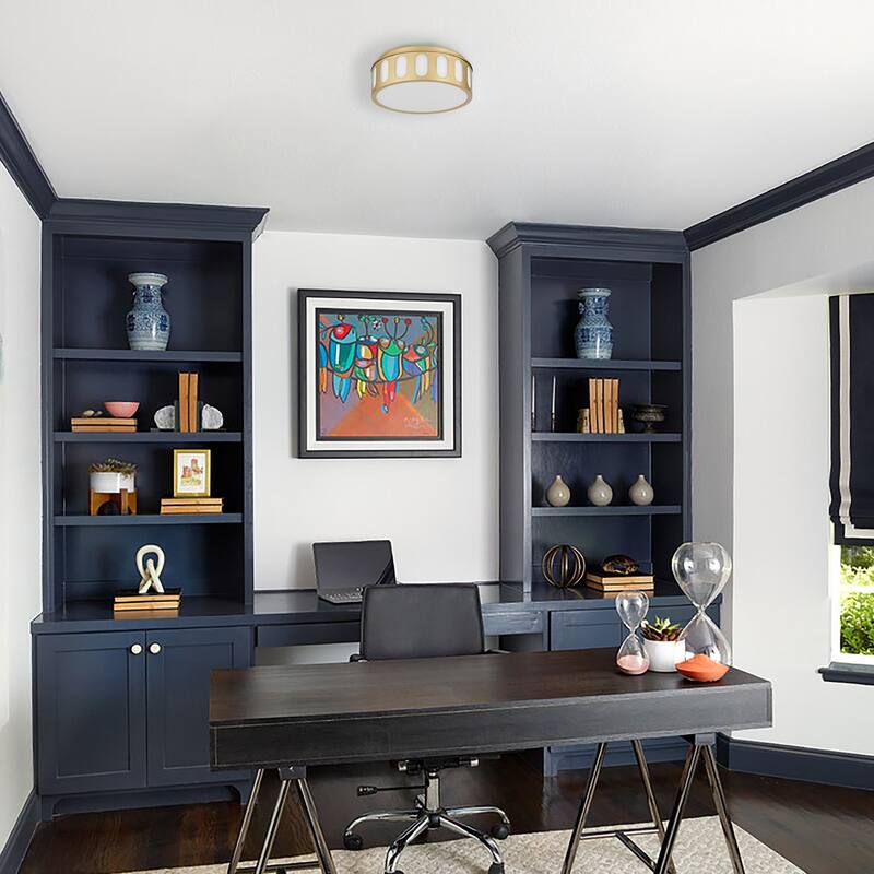 Bantom 11" Antique Brass LED Flush Mount Ceiling Light